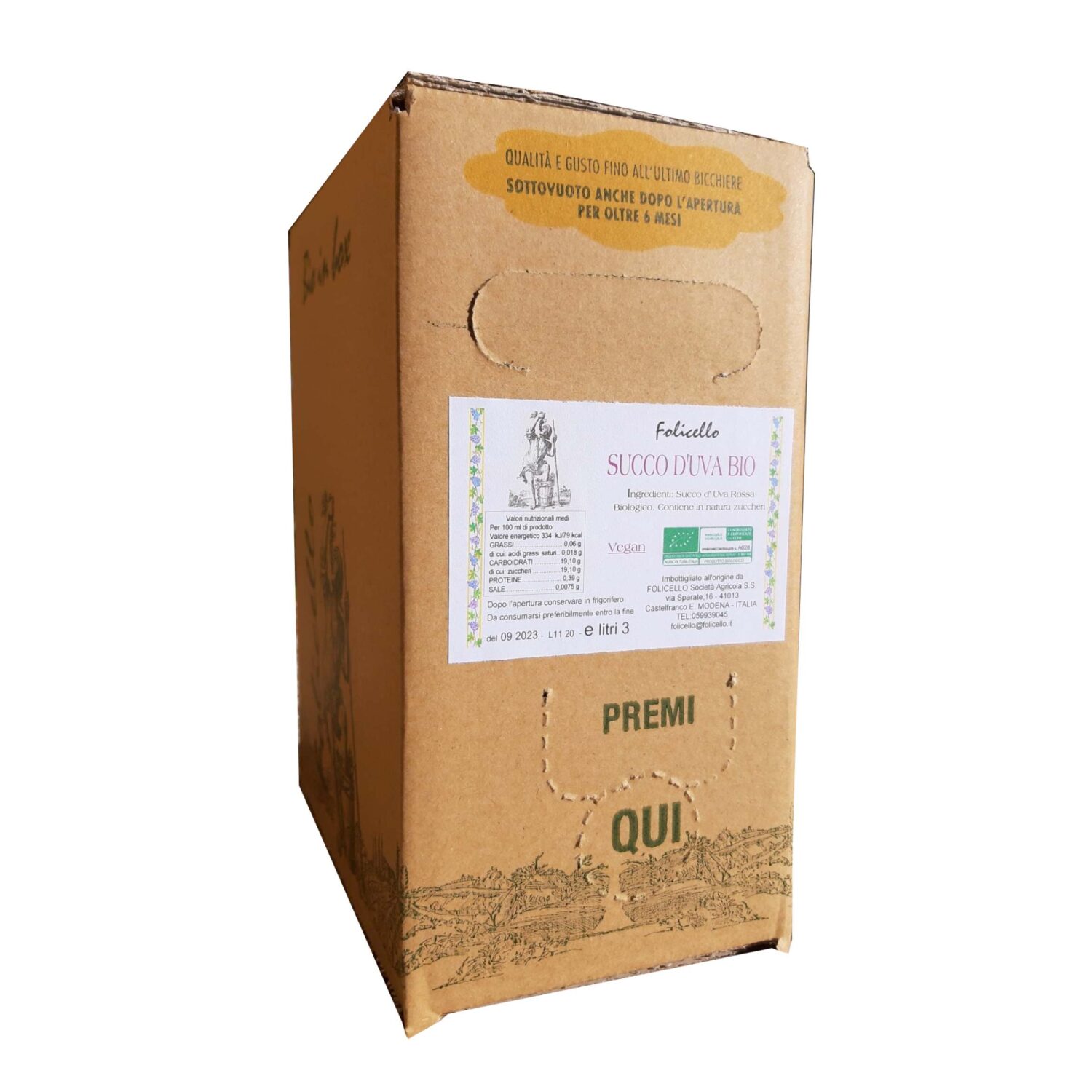 Red grape juice in a baginbox