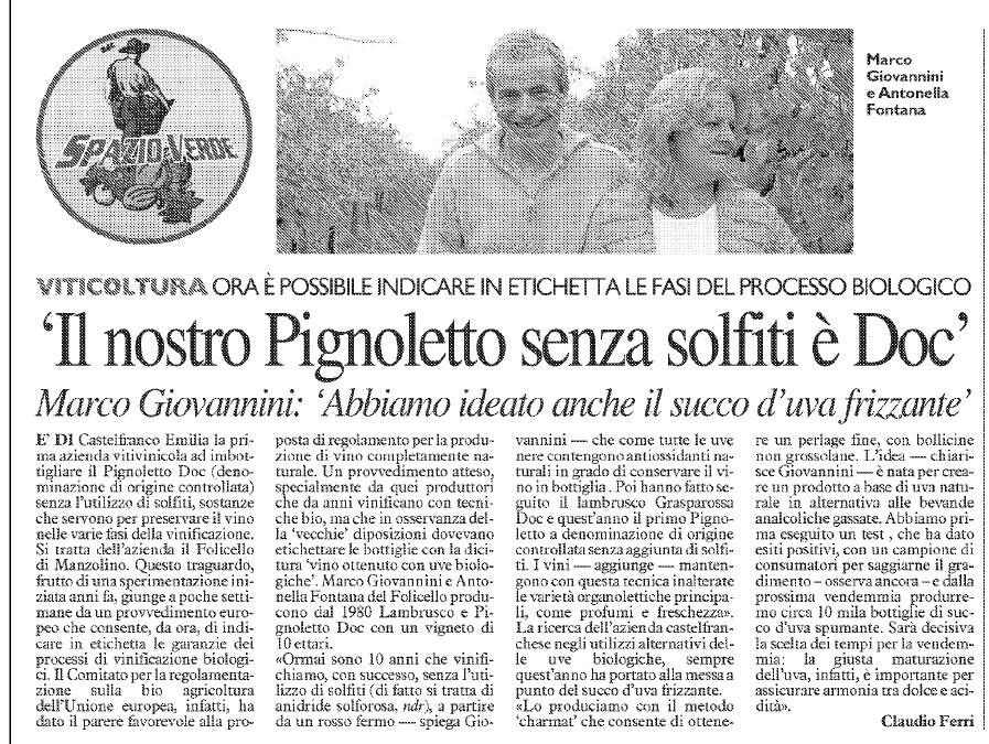 Il Resto del Carlino del 16 aprile 2012 – articolo di Claudio Ferri